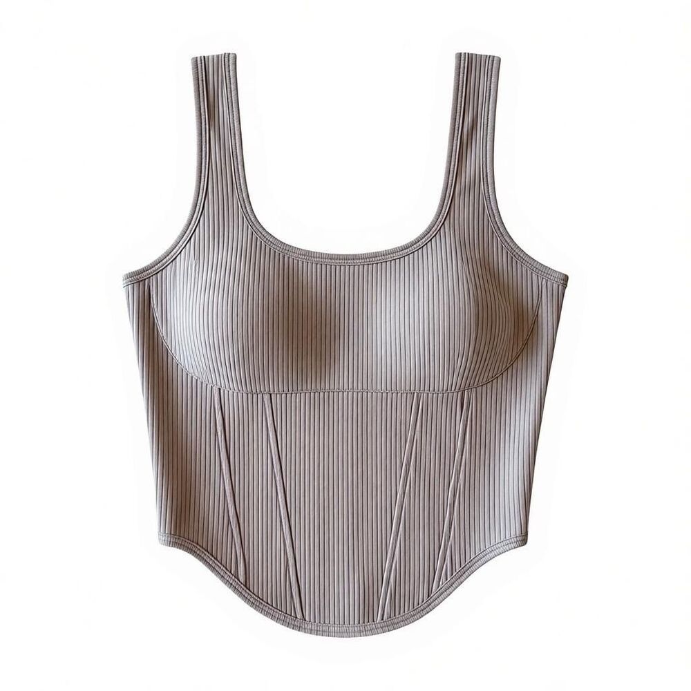 Victoria’s Secret PINK Ribbed Corset Bralette Tank Top Medium NWT Taupe